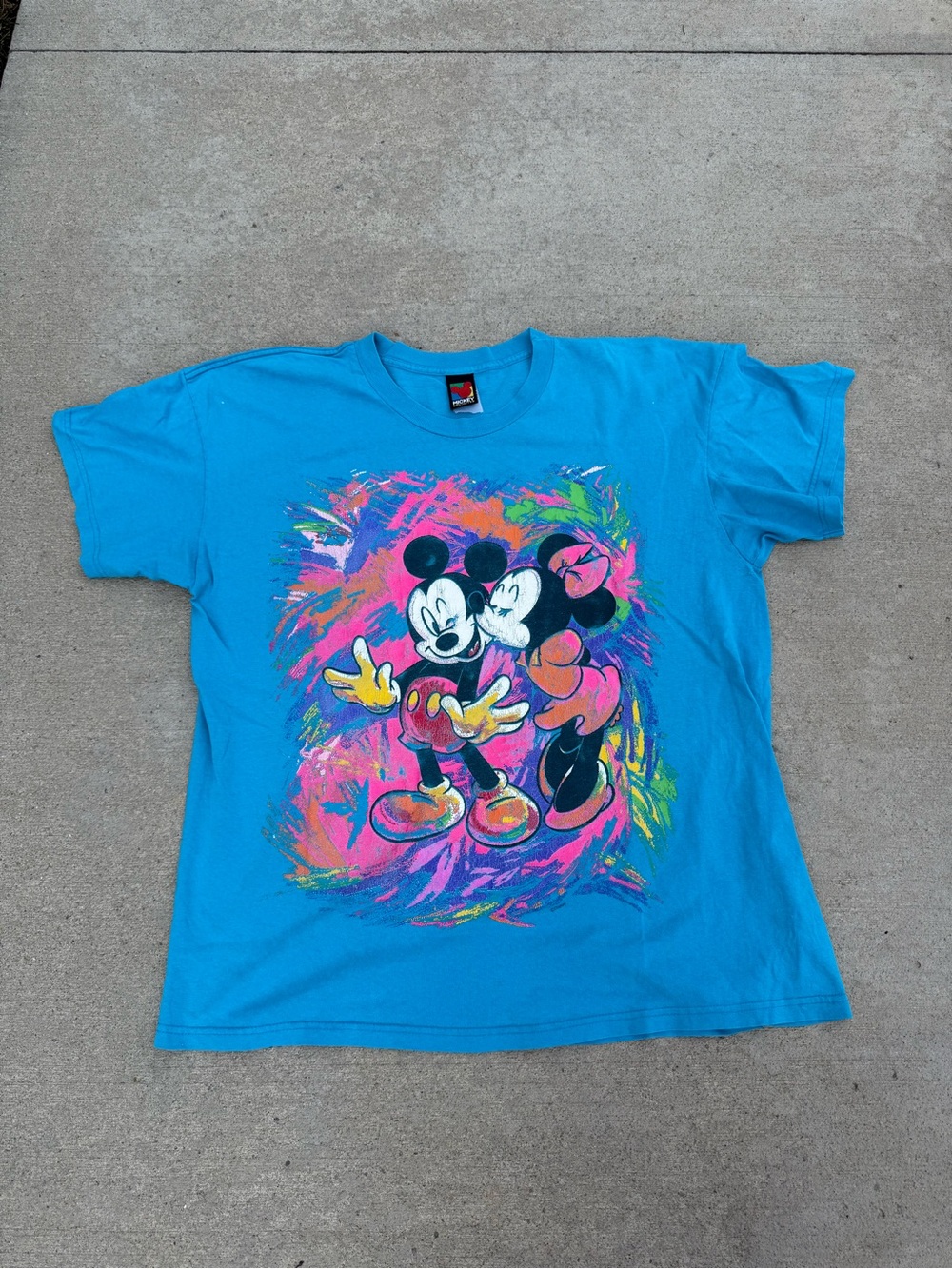 Vintage 90s Disney Mickey & Minnie Mouse Neon Tee